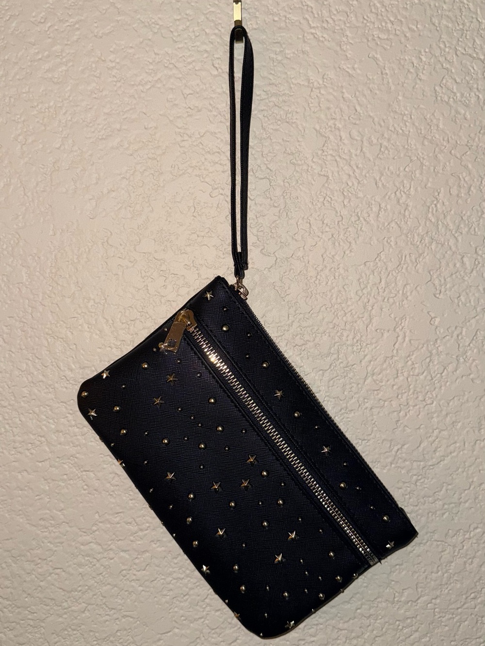 Black Star-Studded Wristlet Clutch